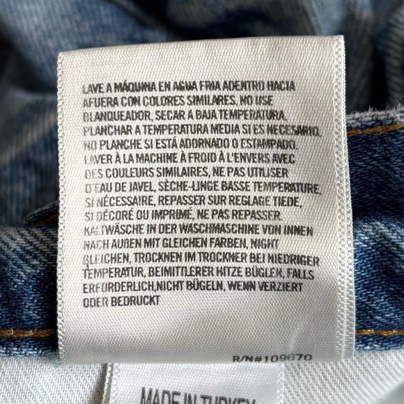 Agolde 90'S Mid Rise Straight Alter Light Wash Denim Ripped Button Fly Jeans 25 - Picture 8 of 11